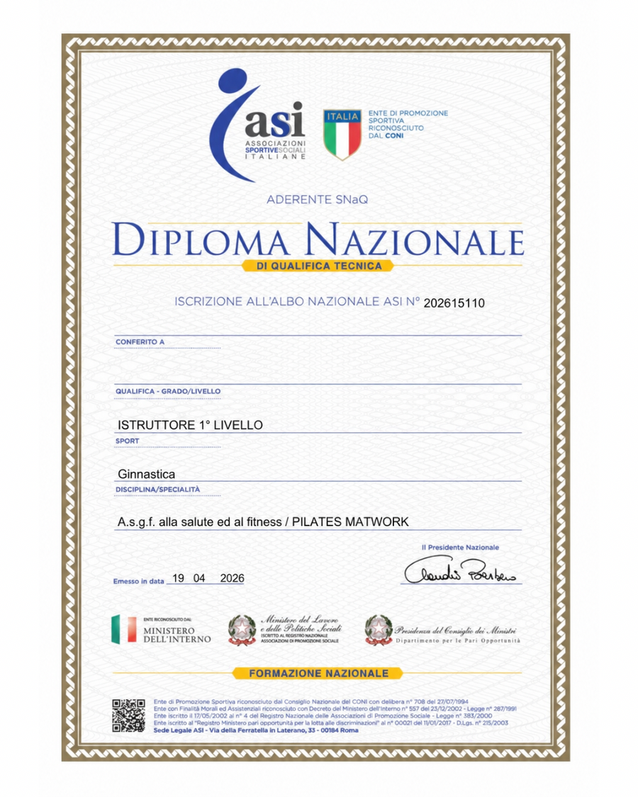Documento relativo alla formazione della fondatrice